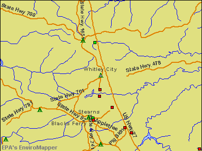 Whitley City, Kentucky environmental map by EPA