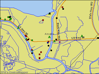 Amelia, Louisiana environmental map by EPA