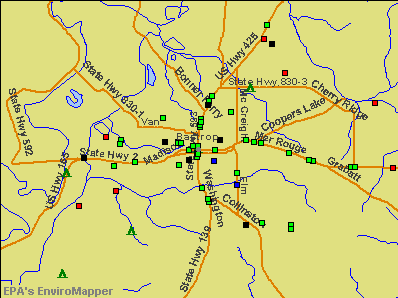 Bastrop, Louisiana environmental map by EPA