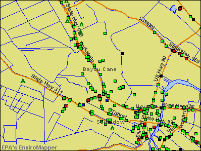 Bayou Cane, Louisiana environmental map by EPA