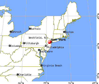 Westfield, New Jersey map