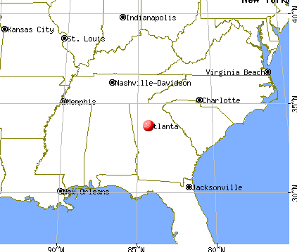 Candler-McAfee, Georgia map