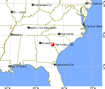 Martinez, Georgia map