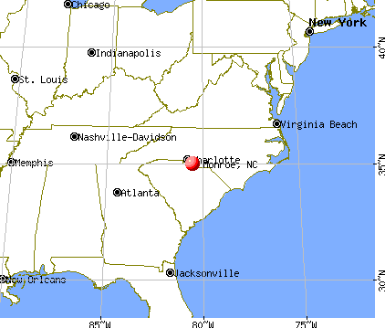 Monroe, North Carolina map