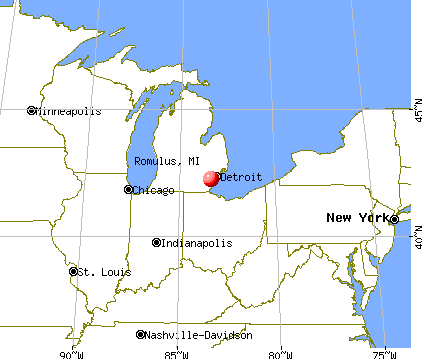 Romulus, Michigan map