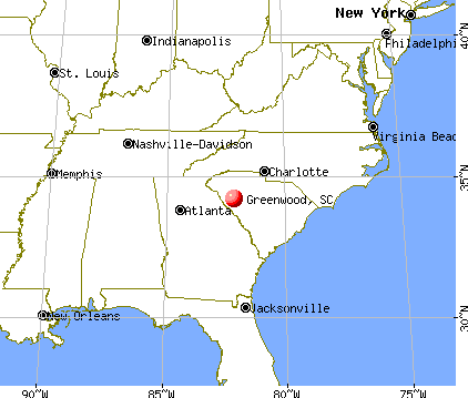 Greenwood, South Carolina map