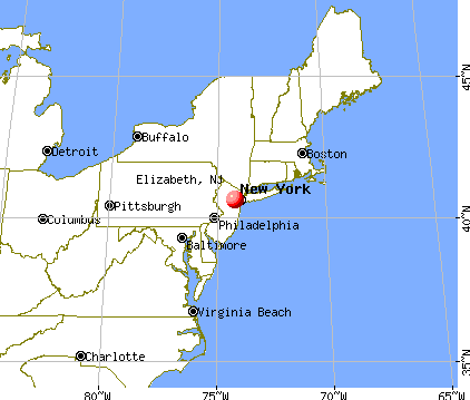 Elizabeth, New Jersey map