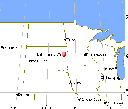 Watertown, South Dakota map