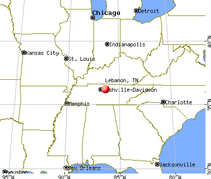 Lebanon, Tennessee map