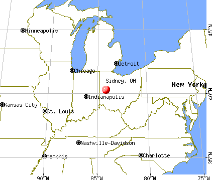 Sidney, Ohio map