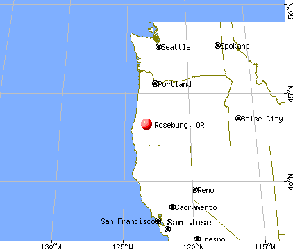Roseburg, Oregon map