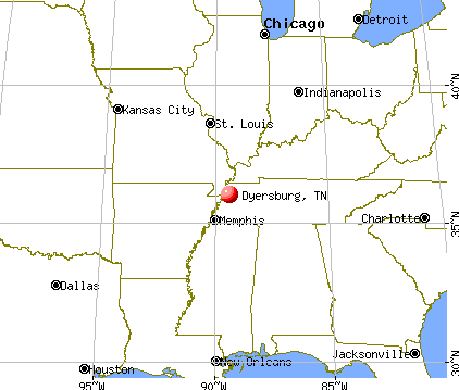 Dyersburg, Tennessee map