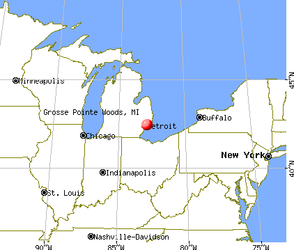 Grosse Pointe Woods, Michigan map