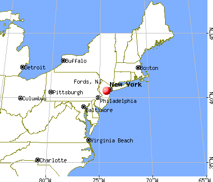 Fords, New Jersey map