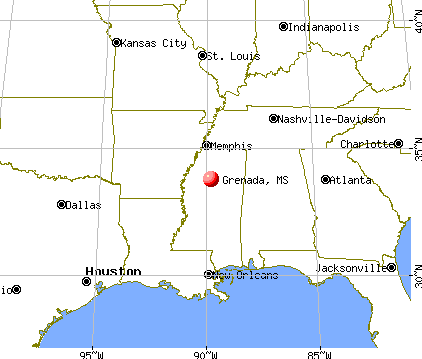 Grenada, Mississippi map