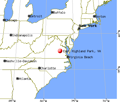 East Highland Park, Virginia map