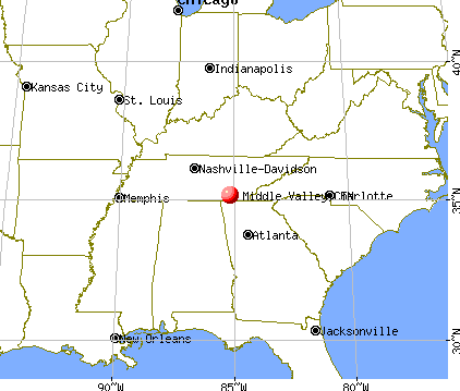 Middle Valley, Tennessee map