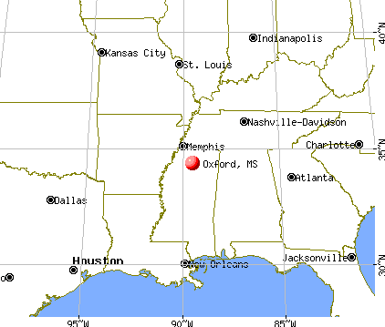 Oxford, Mississippi map