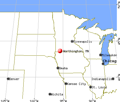 Worthington, Minnesota map