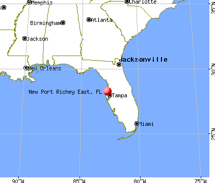 New Port Richey East, Florida map