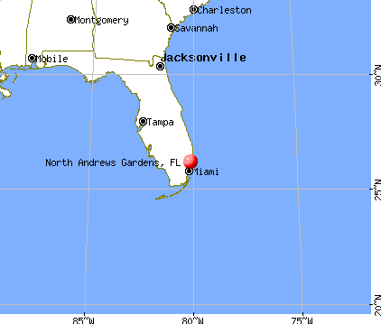 North Andrews Gardens, Florida map