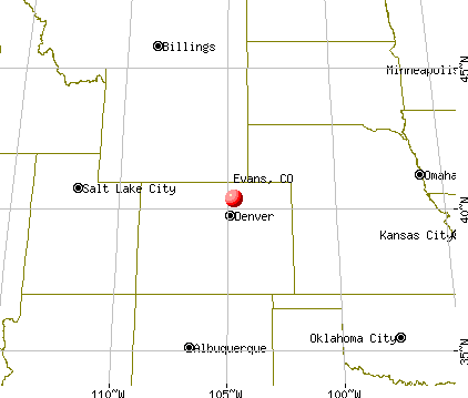 Evans, Colorado map