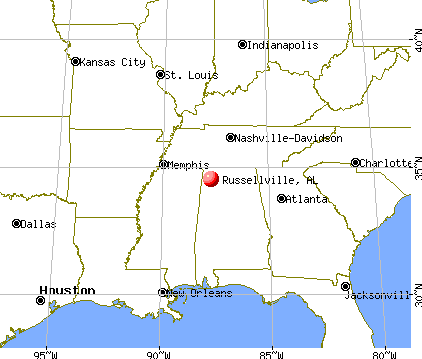 Russellville, Alabama map