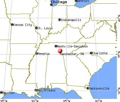 Manchester, Tennessee map