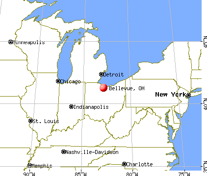 Bellevue, Ohio map