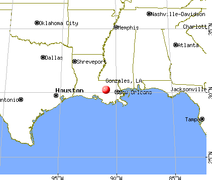 Gonzales, Louisiana map
