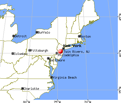 Twin Rivers, New Jersey map