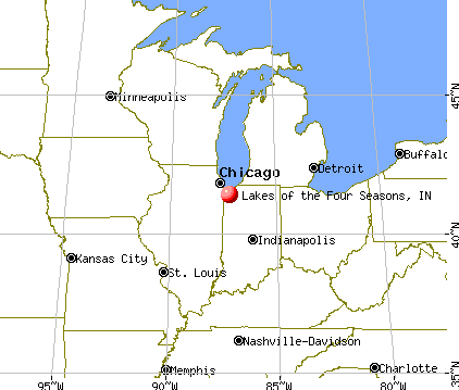Lakes of the Four Seasons, Indiana map