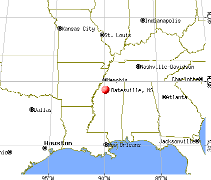 Batesville, Mississippi map