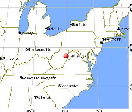 Elkins, West Virginia map