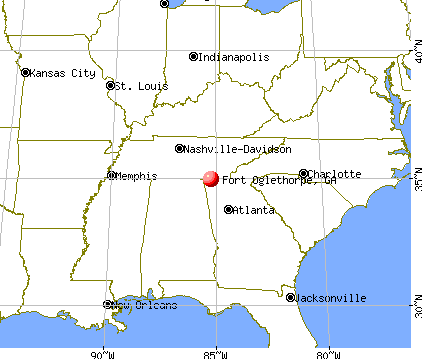 Fort Oglethorpe, Georgia map