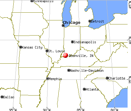Boonville, Indiana map