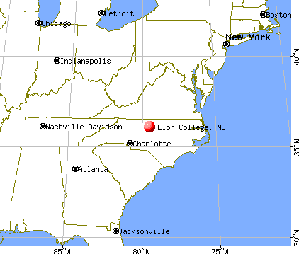 Elon College, North Carolina map
