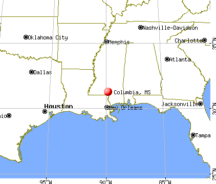 Columbia, Mississippi map