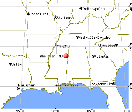 Aberdeen, Mississippi map