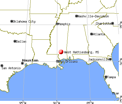 West Hattiesburg, Mississippi map