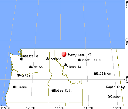 Evergreen, Montana map