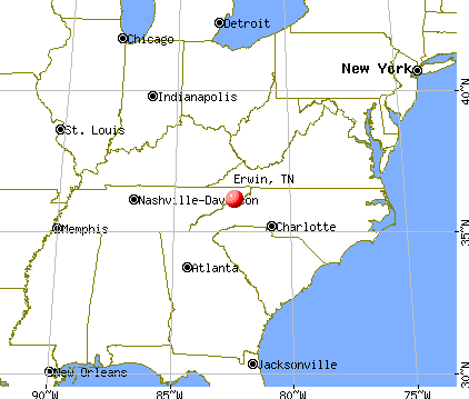 Erwin, Tennessee map