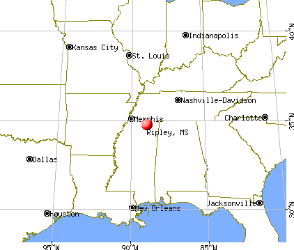 Ripley, Mississippi map