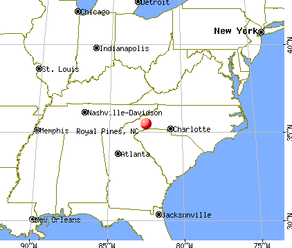 Royal Pines, North Carolina map