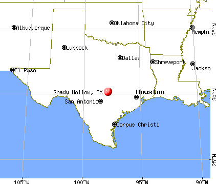 Shady Hollow, Texas map