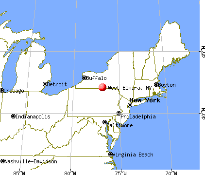 West Elmira, New York map