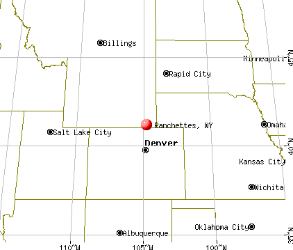 Ranchettes, Wyoming map