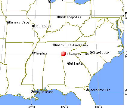 Lakeview, Georgia map