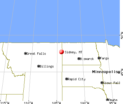 Sidney, Montana map