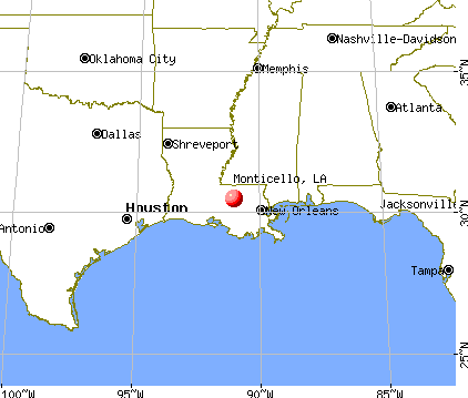 Monticello, Louisiana map